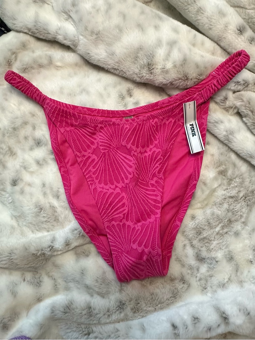 PINK Victoria's Secret Women's Pink Bikini Bottom - Shell Jacquard